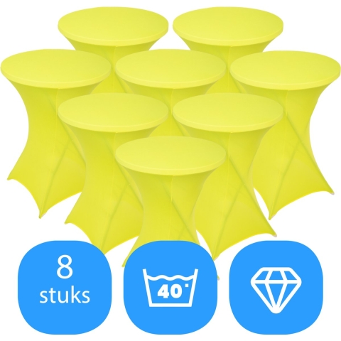 Statafelrok Geel x 8 – ∅80-85 x 110 cm – Stretch 8 stuks – Tafelrok voor Statafel – Geschikt voor Horeca Evenementen | Sta Tafel Hoes | Staantafelhoes | Cocktailparty | Trouwerij