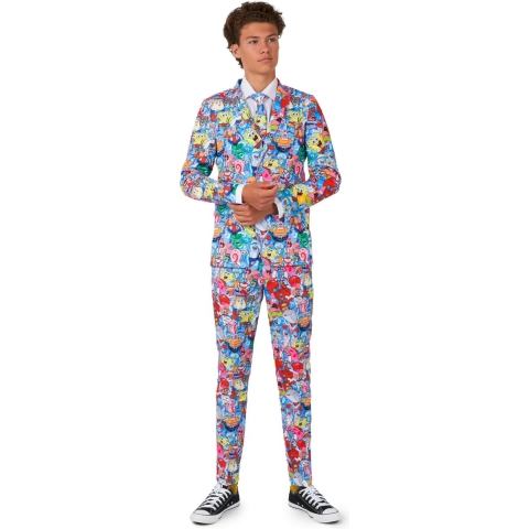OppoSuits Tiener SpongeBob™ Frenzy - Jongens Pak - Nickelodeon Pak - Meerkleurig - Maat: EU 158/164 - 14 Jaar