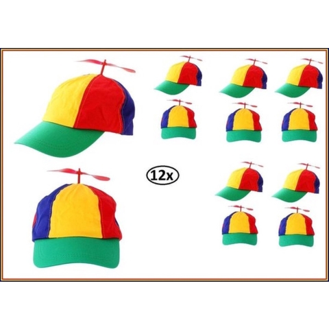 12x Baseball cap propeller multie kleuren- verstelbaar - festival thema feest party