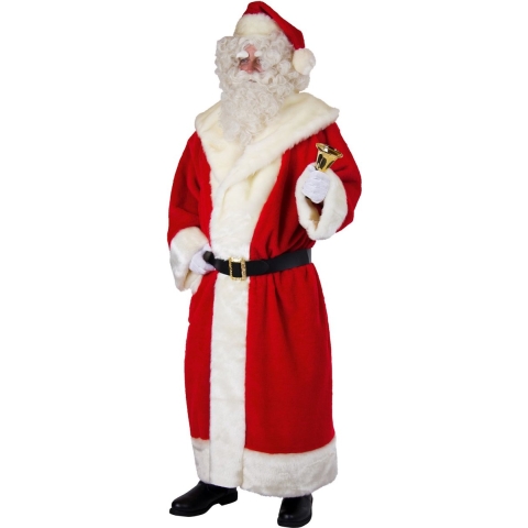 Luxe Plusche Kerstman mantel - luxe kerstmuts en gordel