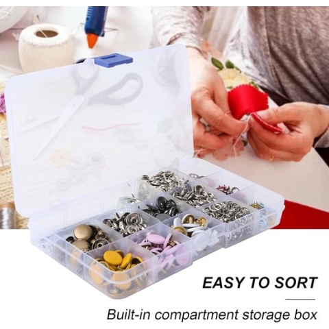 120 x metalen drukknoppen, oogje drukknopen kit met tang metalen knoppen naaien accessoires knop prong gesp sluiting tang pers gereedschap voor DIY naaien knutselen