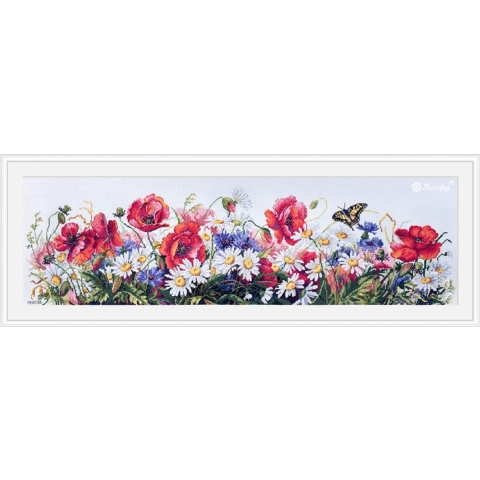Merejka borduurpakket veld met bloemen schoonheid  k163  met telpatroon