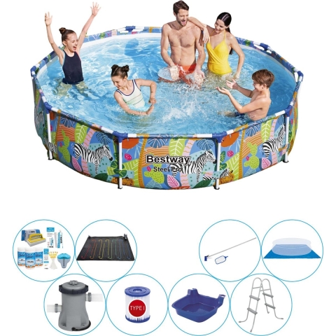 Steel Pro Dieren Rond 305x66 cm - 9-delig - Slimme Zwembad Deal