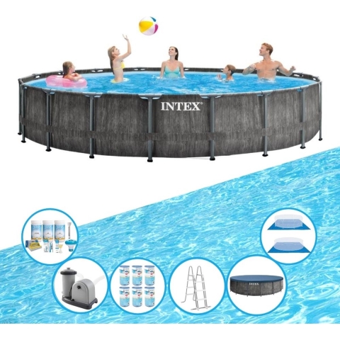 Intex Zwembad Prism Frame Greywood- Zwembad Bundel - 549x122 cm