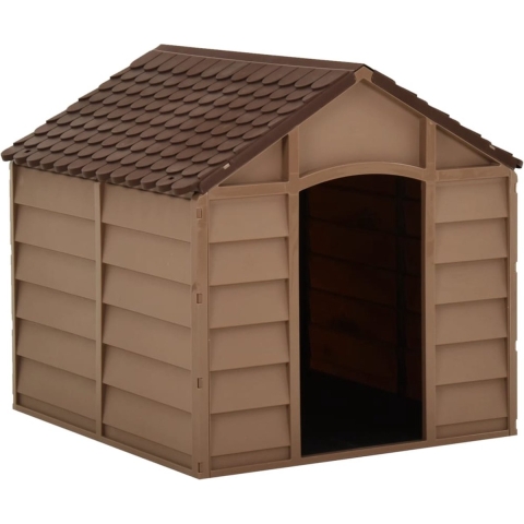 The Living Store Hondenhok - Duurzaam - Hondenhokken - Afmetingen- 71 x 71.5 x 68 cm - Bruin Polypropyleen - UV-bestendig