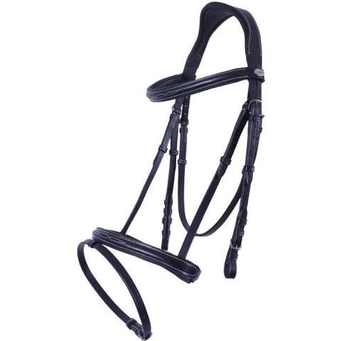 QHP Hoofdstel Luxe Stiksel - zwart - Cob