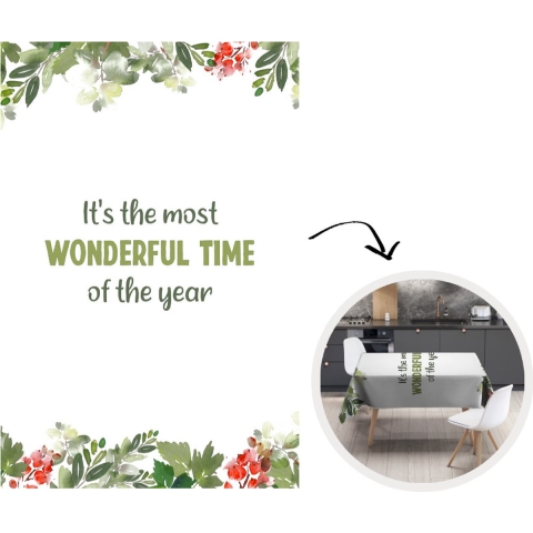 Kerst Tafelkleed - Kerstmis Decoratie - Tafellaken - Kerstmis - Quotes - Planten - 130x200 cm - Kerstmis Versiering