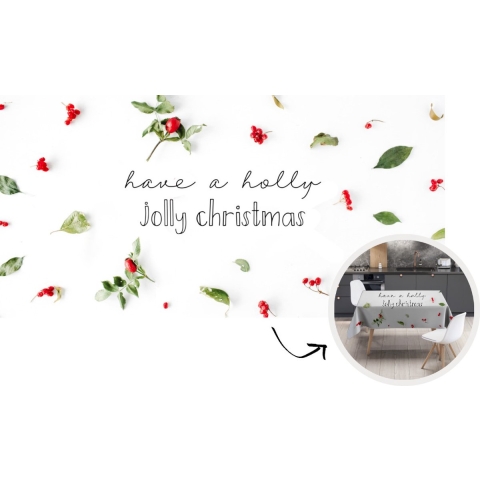 Tafelkleed - Tafellaken - 260x130 cm - Winter - Mistletoe - Quote - Binnen en Buiten