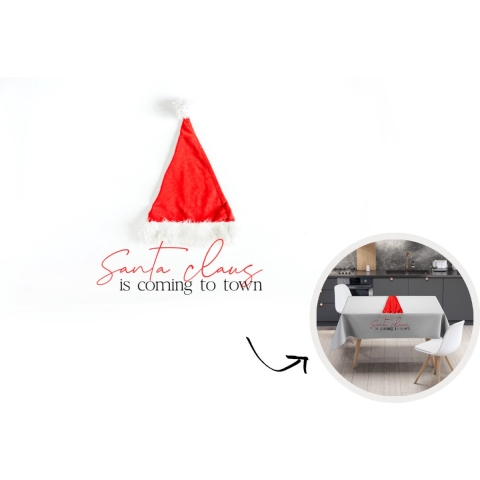 Kerst Tafelkleed - Kerstmis Decoratie - Tafellaken - Winter - Quote - Kerstmuts - 300x150 cm - Kerstmis Versiering