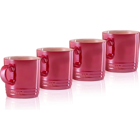 Le Creuset Mokken Metallic Kersenrood 350 ml - 4 Stuks