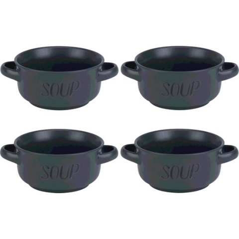 8x Donkergrijze soepkommen van aardewerk 13,5 cm 470 ml - Keuken/kookbenodigdheden - Servies - Soep serveren - Soepkommen/soepkommetjes 1 stuks