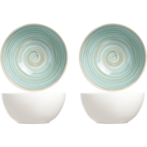 8x stuks rond schaaltje/kommetje Turbolino blauw van aardewerk 14,5 cm - Ontbijt/dessert schaaltjes