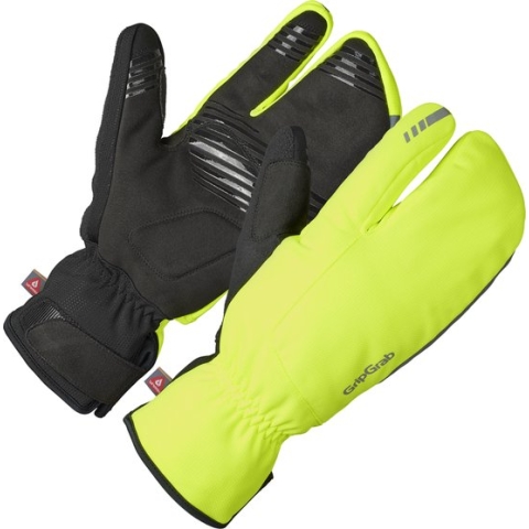 GripGrab - Nordic 2 Windproof Strenge Winter Lobster Fietshandschoenen - Geel Hi-Vis - Unisex - Maat XL