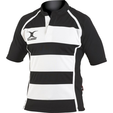 Gilbert Rugbyshirt Xact Ii Hoop Zwart / Wit - L