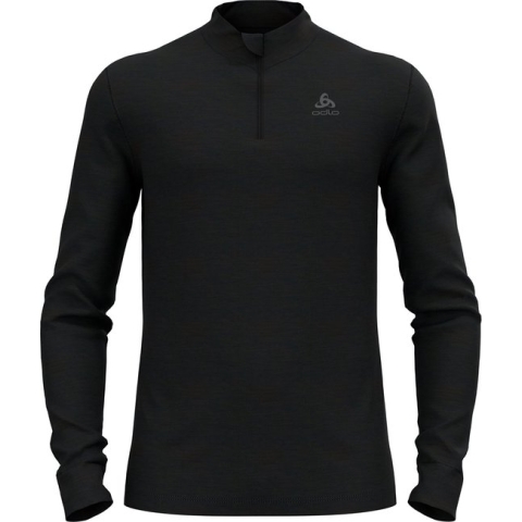 Odlo Baselayer Top Lange Mouwen Halve Rits Merino 2 ZWART - Maat XXL