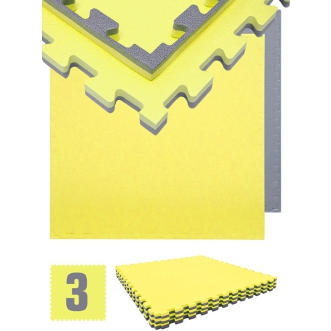 Gym Mat: 2.4sqm Profi Fitness Mat Dikte 2cm - Set van 3 Training Matten 90x90cm - Vloer Beschermi...