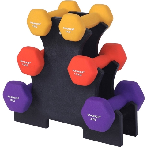 Halterset - Dumbels - Met Houder - Set van 1, 1,5, 2 kg