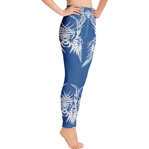 Sportlegging - design Tiger Power Up - High Waist - Dry Fit - High Performance - 4way stretch- unieke print - UPF 50+ - Hardloop - Yoga - Fitness - Dans  - Pilates - Training – sportbroek - klassiekblauw wit - maat XS