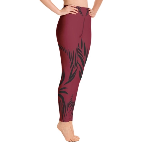 Sportlegging - design Power Up - High Waist - Dry Fit - High Performance - 4way stretch- unieke print - UPF 50+ - Hardloop - Yoga - Fitness - Dans  - Pilates - Training – sportbroek – warmrood zwart - maat M