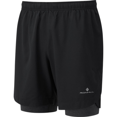 Ronhill - Men's Life Running short / 7"Twin short - Zwart - maat: XL