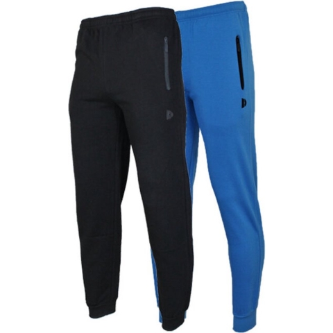 2- Pack Donnay Joggingbroek met elastiek - Sportbroek - Heren - Maat L - Black/True blue (535)