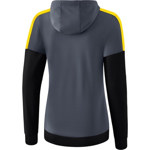 Erima Squad Trainingsjack Met Capuchon Dames Slate Grijs-Zwart-Geel Maat 36