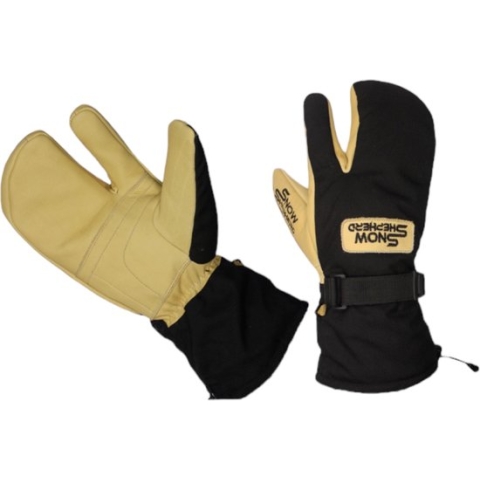 Snowshepherd - Skihandschoenen - Leren 3 vinger wanten - Geel/Zwart - Anti-slip - Lobster handschoenen - Wanten - Heren - Dames - XL
