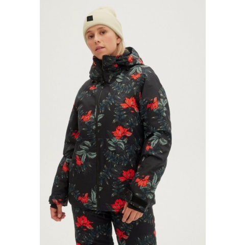 O'Neill Jas Women Adelite Black With Green Xs - Black With Green 55% Polyester, 45% Gerecycled Polyester Ski Jacket