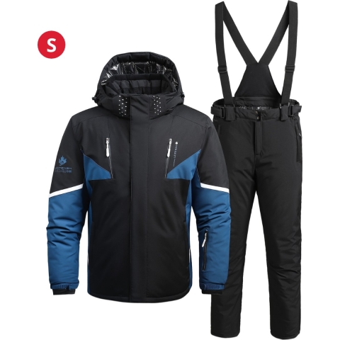 Skipak - SkiBroek - Skijas - Ski Suit - Wintersport - Heren - 2-Delig - Zwart - Warm - Maat S