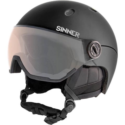 Sinner Titan Visor Trans+ Skihelm Met Vizier 2023 | Orange Cat 1-3 | Matte Black | Maat: 63 - 64 cm