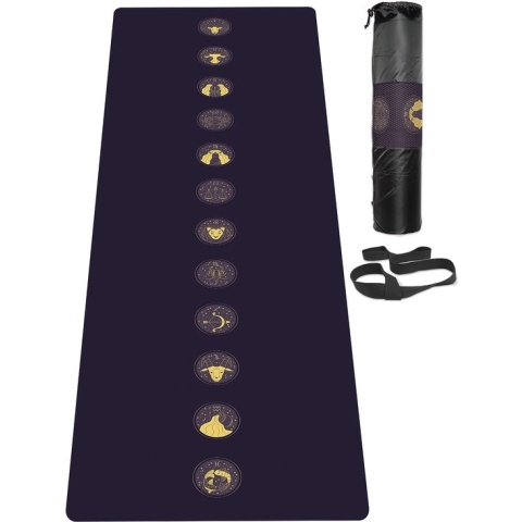 Yogamat, antislip, milieuvriendelijke trainingsmat met draagriem, dikke oefen- en trainingsmat voor yoga, pilates en fitness (183 cm x 61 cm x 6 mm)