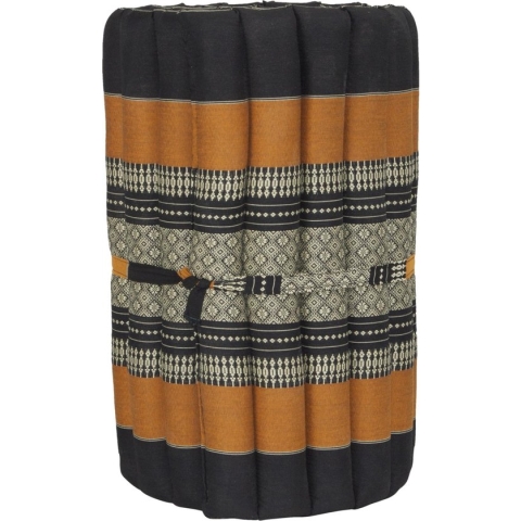 Fine Asianliving Thaise Mat Oprolbaar Matras 190x50x4.5cm Zwart Oranje Meditatie Mat Matras