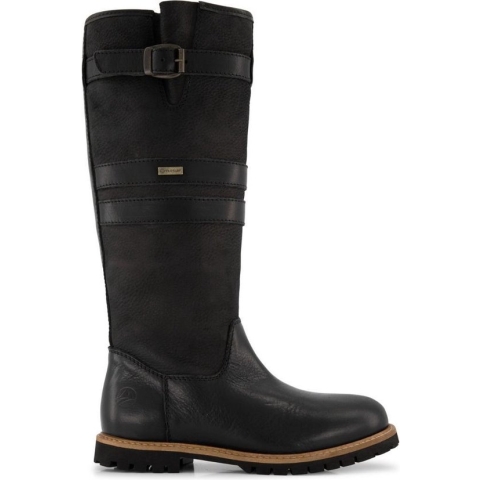 Travelin' Norway - Dames Wolgevoerde Outdoorlaars - Waterdicht en Ademend - Wandellaarzen - Zwart Leer - Maat 39