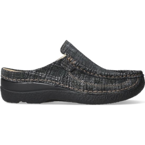 Wolky Comfortschoenen Roll Slide zwart/goud metallic suede