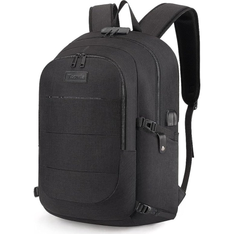 SHOP YOLO - Laptop Rugzak waterdicht met USB - laptopvak en anti-diefstaltas -17.3 inch - zwart