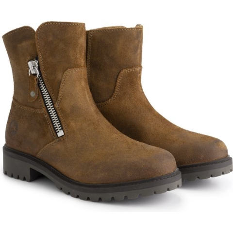 Travelin' Venning Dames leren enkellaarsjes met rits - Suede Leren boots - Cognac leer - Maat 39