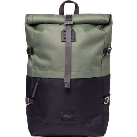 Sandqvist Bernt Multi Clover Green Rolltop Rugzak - Duurzaam 13 Inch
