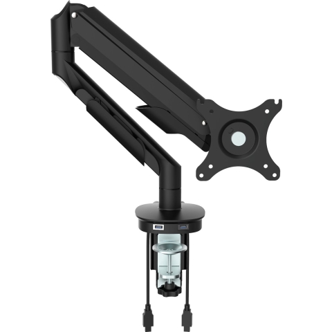 Enkele monitorarm incl. USB poorten - zwart