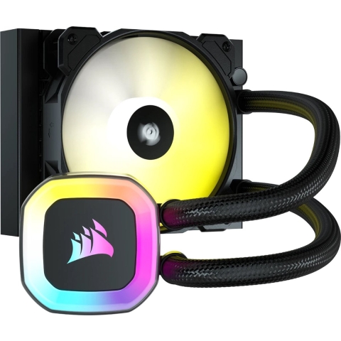 Corsair H150 RGB - Vloeistofkoelsysteem processor - afmeting radiator: 120 mm - voor Intel LGA: 1700, 1200, 115x, 2011, 2066, 1366 - AMD AM5, AM4 - 1x 120 mm RGB Fans - aluminium, koper - zwart