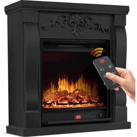 KESSER® Sfeerhaard Elektrisch Haard 1800W met LED Vlammen Dimbaar - Electrische Kachel met Timer & Afstandsbediening - Elektrische Verwarming met Thermostaat - Villa Zwart