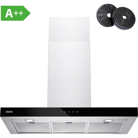 CIARRA CBCS9102 - 90cm Afzuigkap RVS-Zwart - inclusief set koolstoffilters – 650m3 – DC motor energieklasse A++