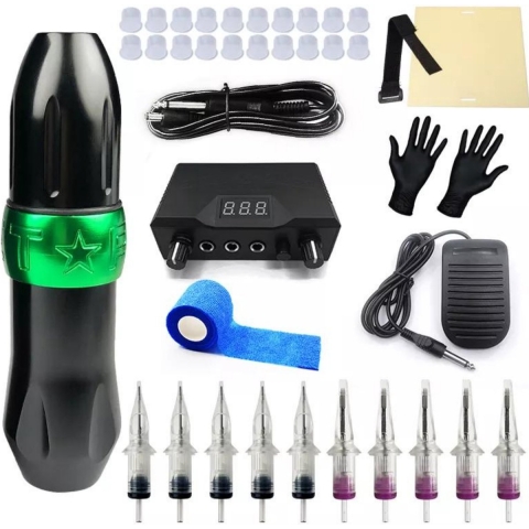 Levine Tattoo Machine - Proffesionele/Beginner Set - Tattoo Kit - Tattoo Set - Incl. Tattoo Cartridges met 25 Inkt Naalden