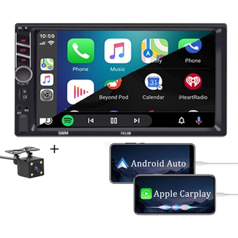 Boscer® Autoradio 2Din Universeel | Apple Carplay & Android Auto | 7' HD Touchscreen | USB - AUX - Bluetooth | Achteruitrijcamera