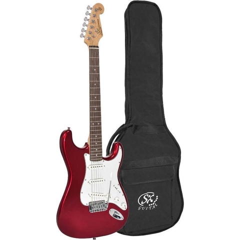 Elektrische gitaar SX ED1/CAR vintage Tremolo inclusief tas Candy Apple Rood