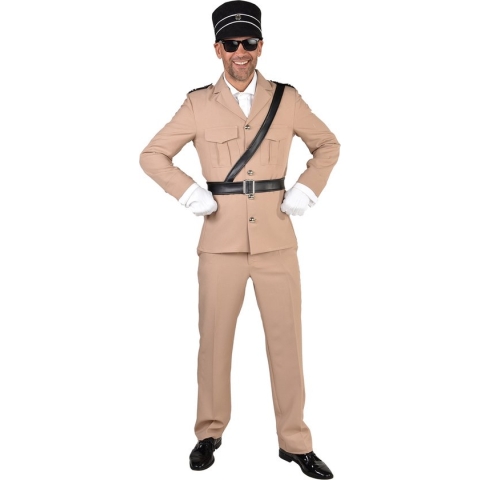 Magic By Freddy's - Politie & Detective Kostuum - Marechaussee Van Saint Trope - Man - Wit / Beige - XXL - Carnavalskleding - Verkleedkleding