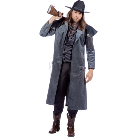 Wilbers & Wilbers - Wilde Westen Kostuum - Bountyhunter Clint Westwood Man - Grijs - Maat 48 - Carnavalskleding - Verkleedkleding
