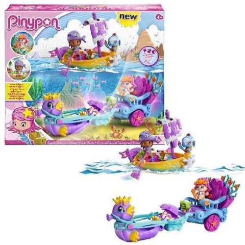 Pinypon Zeemeerminnen Rijtuig en Boot - Speelfigurenset