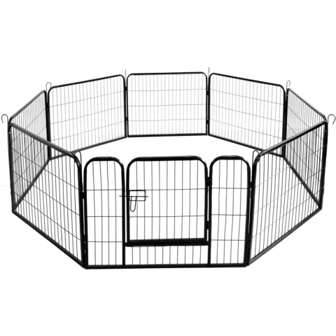 AnimalZ Primeline - Puppyren - Hondenren - 8 Kennelpanelen - 60cm Hoog - Zwart - 80x60cm - Ø 210cm