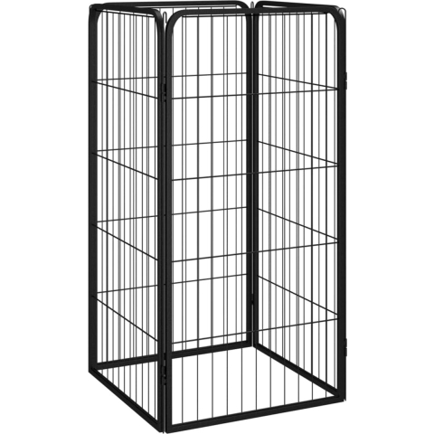 vidaXL-Hondenkennel-4-panelen-50-x-100-cm-gepoedercoat-staal-zwart