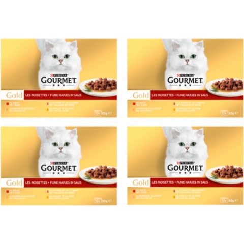 4x Gourmet Gold - Fijne Hapjes Multipack - Kattenvoer - 12x85g